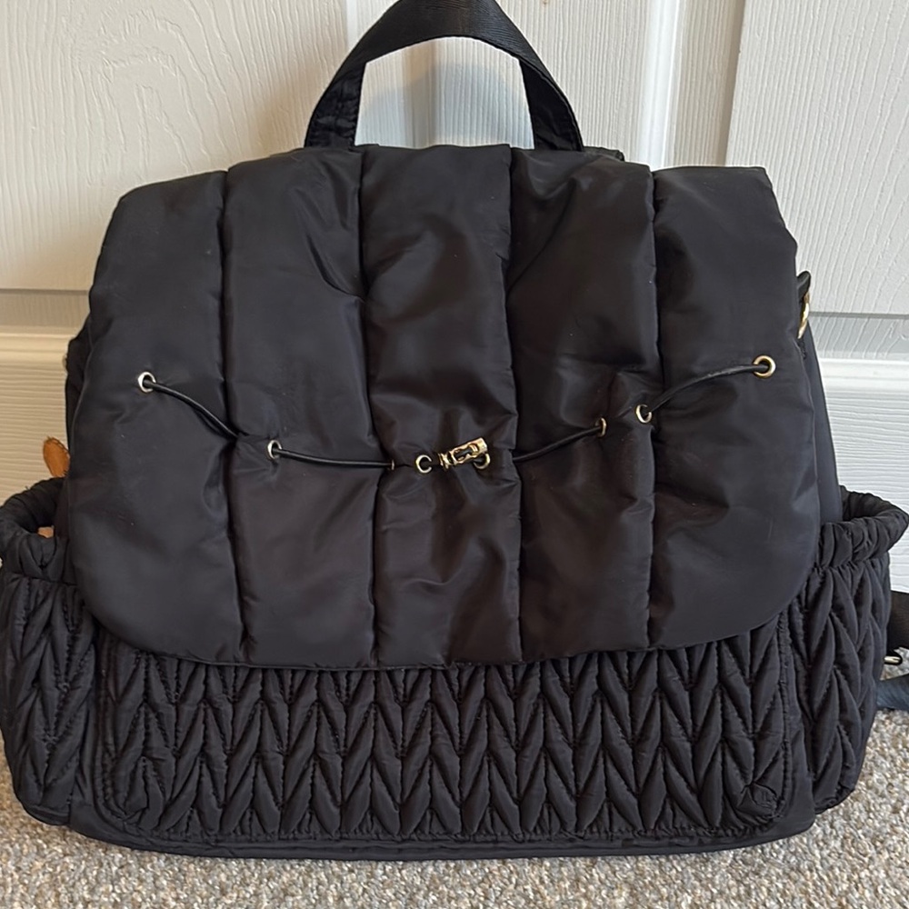 Diaper Black Quilted Backpack